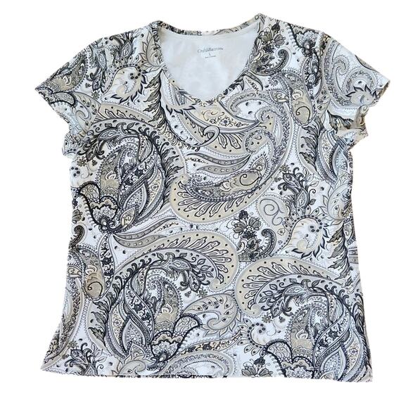 croft & barrow Tops - Paisley print Croft & Barrow women's large short sleeve 100% cotton top